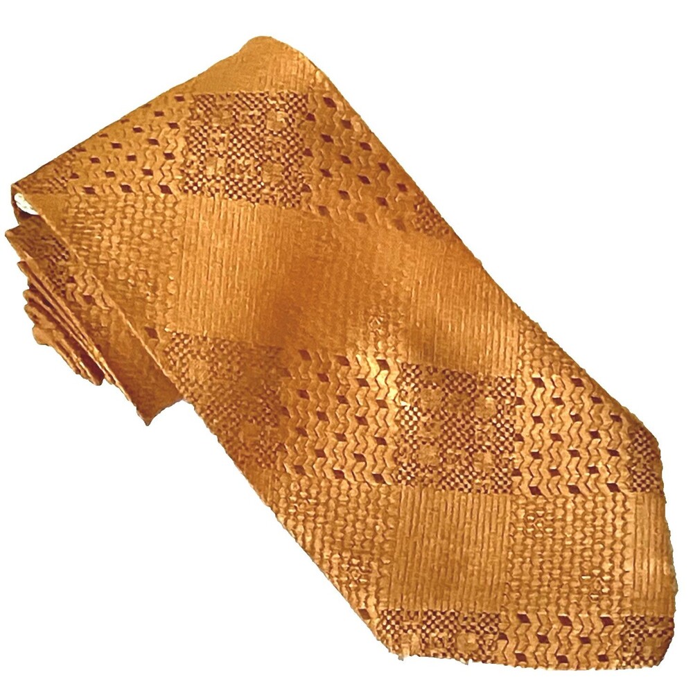 Monsieur Cravatieur Vintage Tie Patchwork Plaid Orange Mad Men Preppy Summer